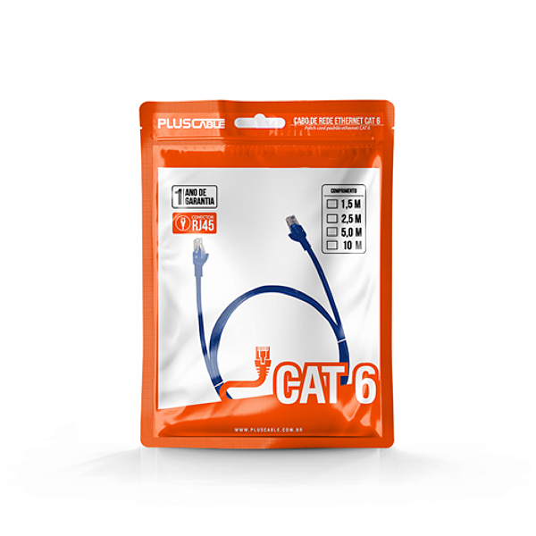 Cabo De Rede Cat6 Azul Ultra Velocidade 1.5 metros Rj45 Plus Cable