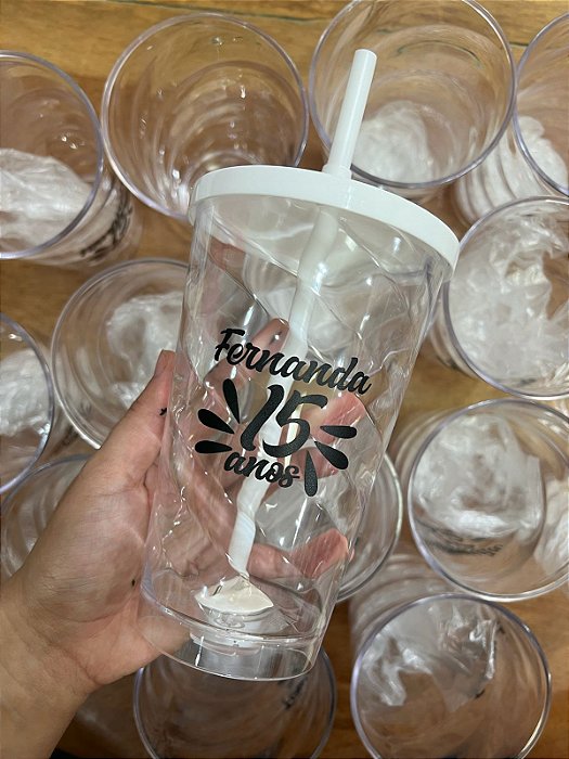 Copo com tampa e canudo LED