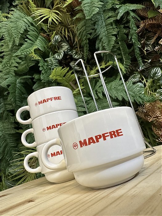 Kit 4 Xicaras de 200ml e Suporte de Metal