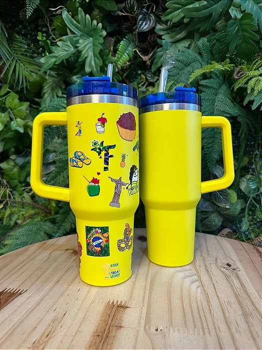 Caneca Térmica 1,2L com cartela temática Brasil