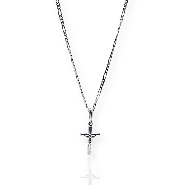 Corrente 3x1 Fina com Pingente Crucifixo Prata 925