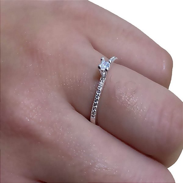 Solitário Prata 925 Com Zircônias