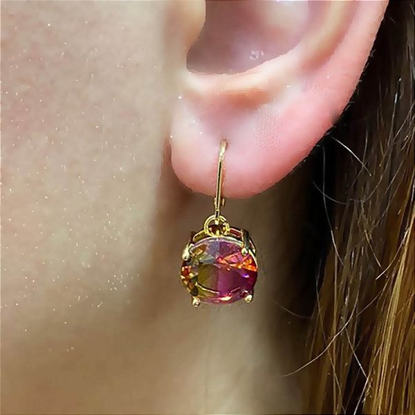 Brinco Zircônia Furta Cor Banhado a Ouro 18k