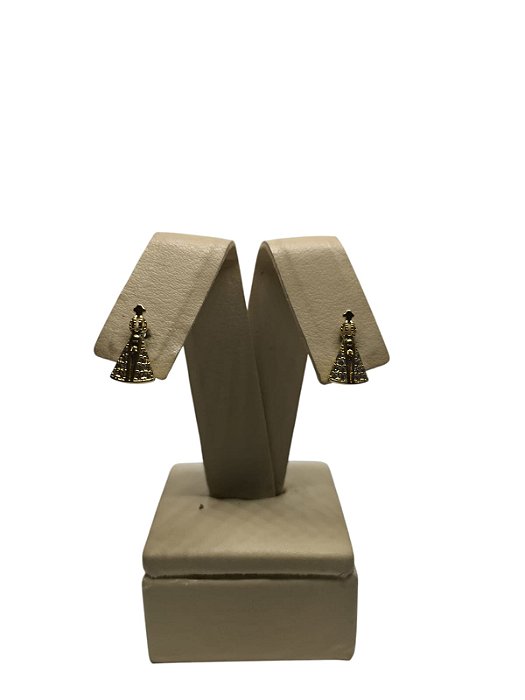 Brinco banhado a ouro fixo nossa senhora