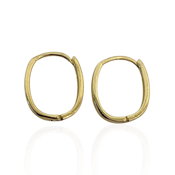 Argola click oval, banhada a ouro 18k