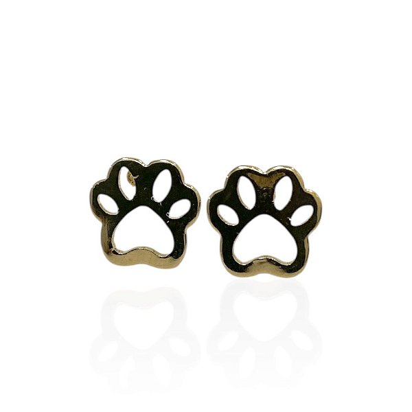 Brinco patinha pet, banhado a ouro 18k