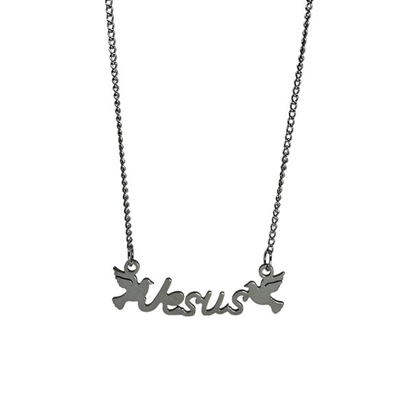 Gargantilha Jesus, feita em aço cirúrgico