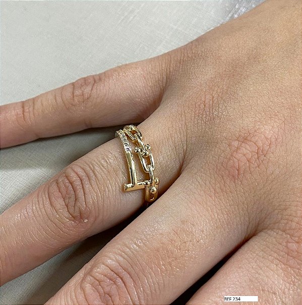 Anel banhado em ouro 18k com zircônias