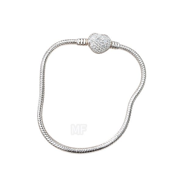 Pulseira life fecho coração cravejado prata 925