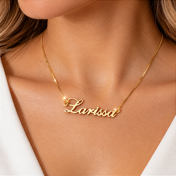 Gargantilha nomes banhada em ouro 18k Letras A à Letra I