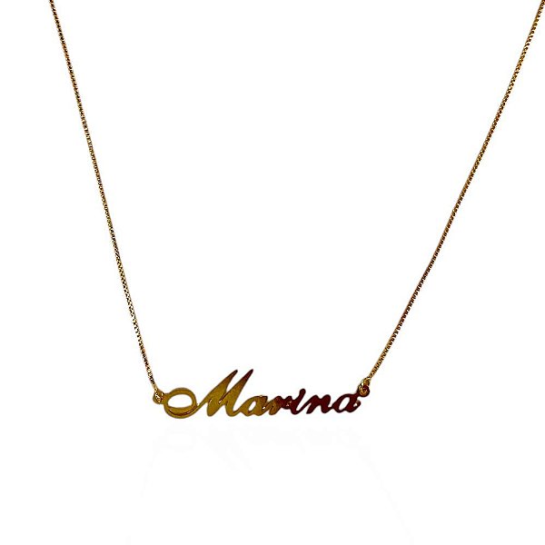 Gargantilha nomes banhada em ouro 18k Letras A à Letra I