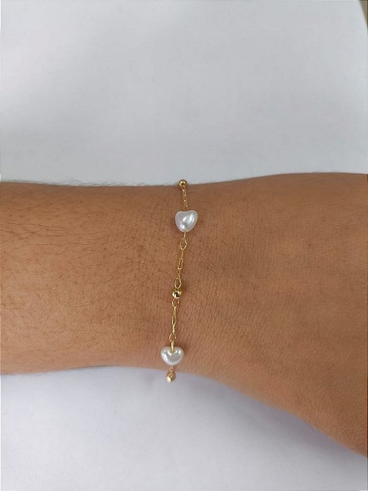 Pulseira banhada a ouro com pérolas