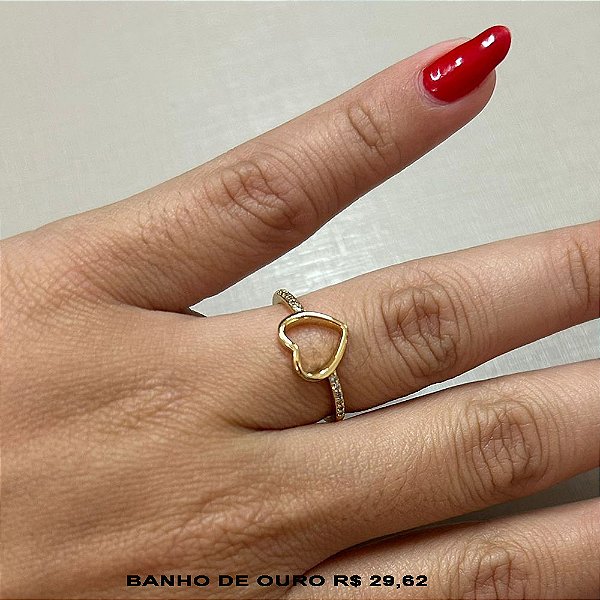 Anel banhado a ouro Coração