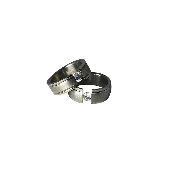 Anel de Aço Inoxidável com Zircônia 6MM - Unidade