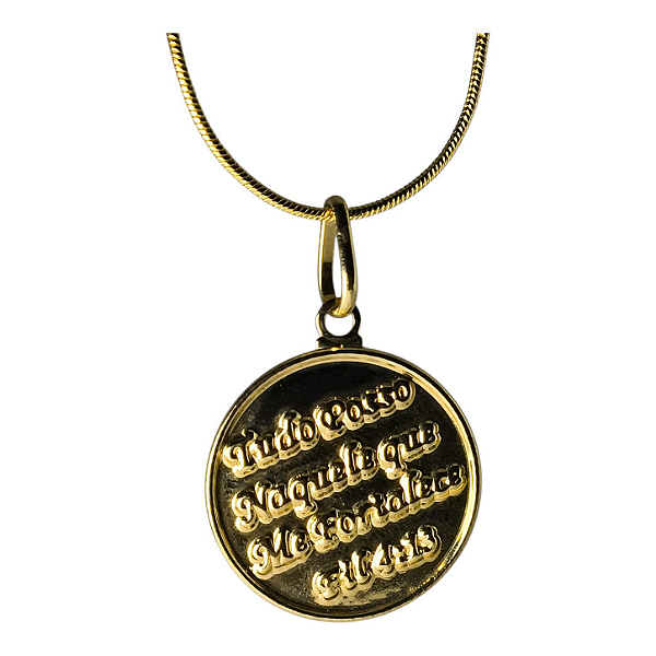 Gargantilha Plaquinha Banhada a ouro "Filipenses 4:13"
