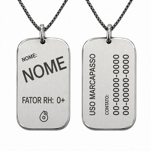 Corrente Tag de Identificação PcD Personalizada – Aço Cirúrgico