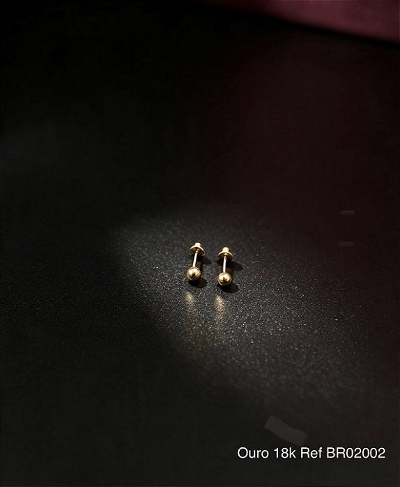 Brinco Infantil Bola em Ouro 18K 3MM