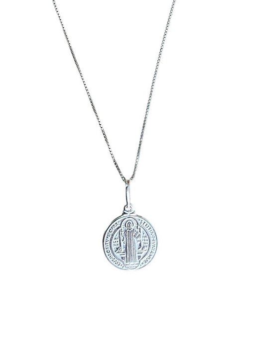 Corrente Veneziana V12 45cm com Pingente São Bento em Prata 925