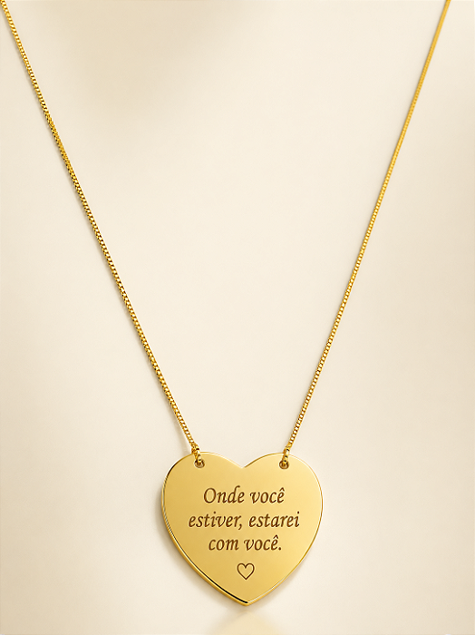 Gargantilha Coração Personalizada Banhada a Ouro 18K – 45cm