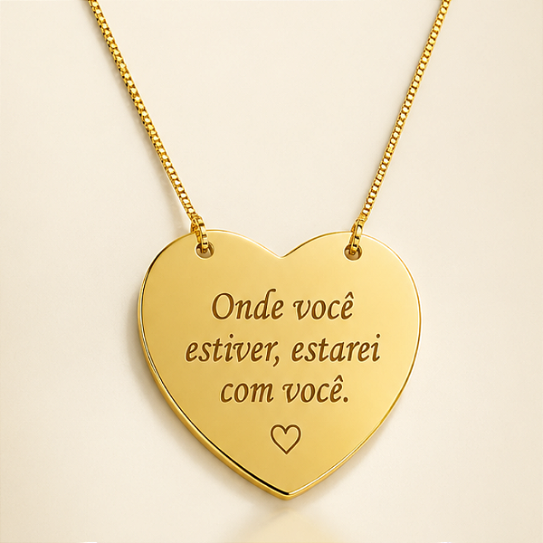 Gargantilha Coração Personalizada Banhada a Ouro 18K