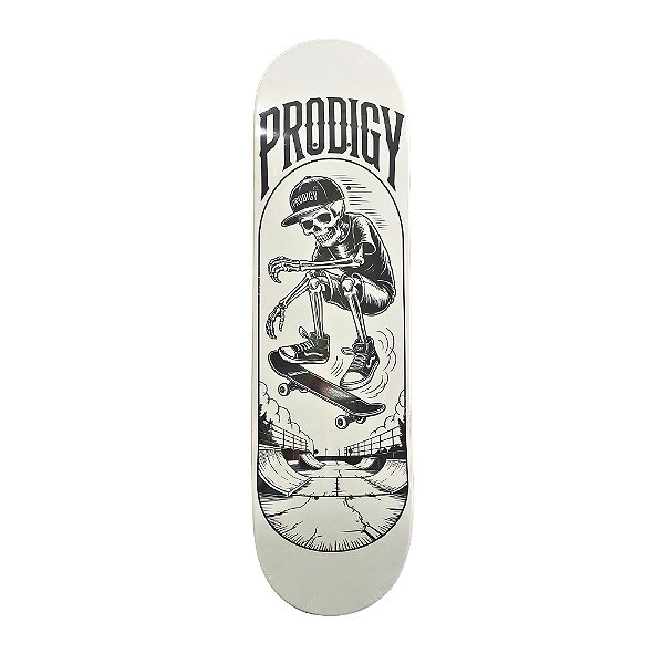 Shape de marfim modelo juvenil PRODIGY SKATEBOARDS B&W Skull