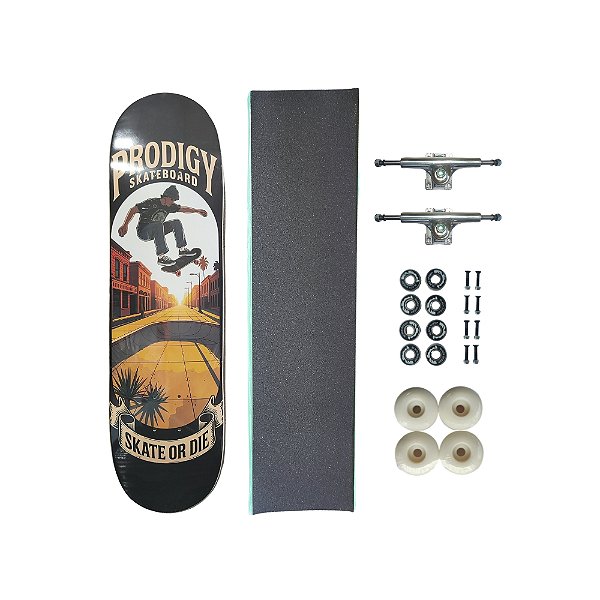 Skate de marfim juvenil completo PRODIGY SKATEBOARDS Skate or Die