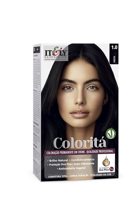 Coloração Itely Hair Fashion Tinta De Cabelo Profissional Permanente em Creme Coloritá 1.0 Preto
