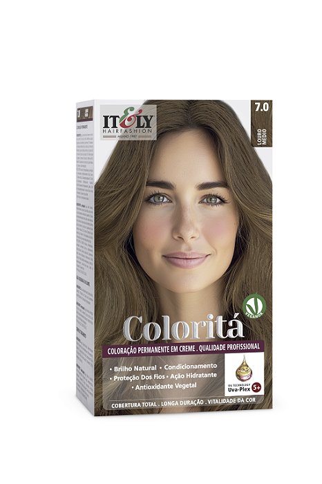 Coloração Itely Hair Fashion Profissional Permanente em Creme Coloritá 7.0 Louro Médio