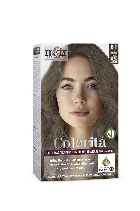 Coloração Profissional em Creme Itely Hair Fashion Louro Claro Acinzentado Permanente Coloritá 8.1