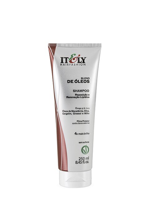 Shampoo Blend de Óleos Nutrição Capilar Sem Sal Vegano Cabelos Ressecados 250ml