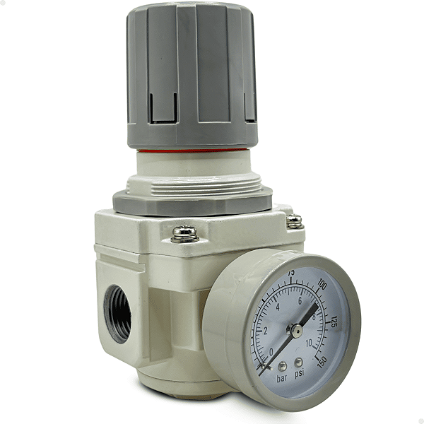 Regulador de fluxo rosca 1/4 + manômetro