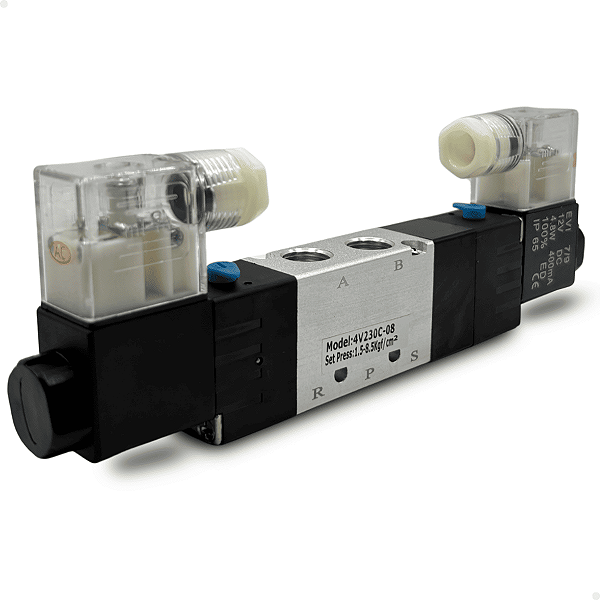 4V230C-08DC12V - VALVULA D. SOL. 5/3 VIAS CF 1/4" BSPP (ROSCAS 1/4" ESCAPES 1/8") 12VCC