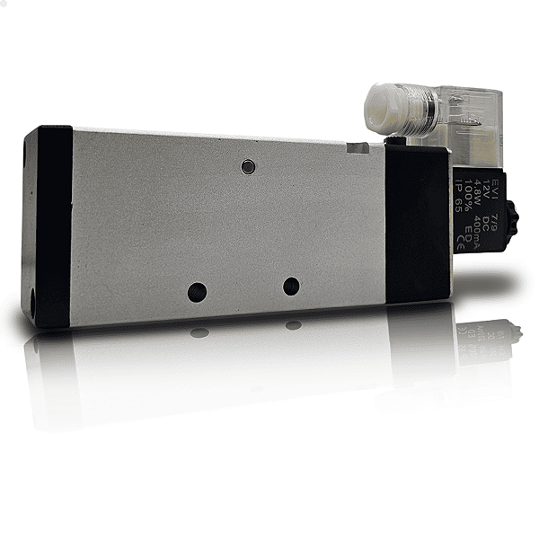 Válvula solenoide 5/2 vias 12v - rosca 1/2"