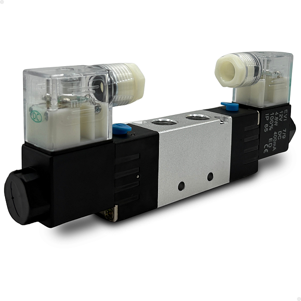 Válvula duplo solenoide 12v 5/2 vias 1/4" BSP