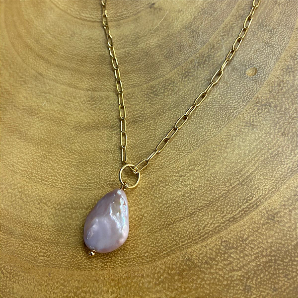 Colar Pérola Barroca Roxa