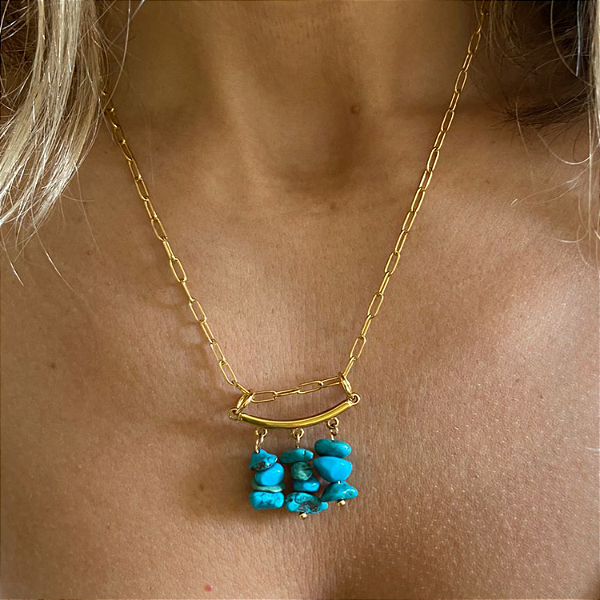 Colar Trave Trio Turquesa