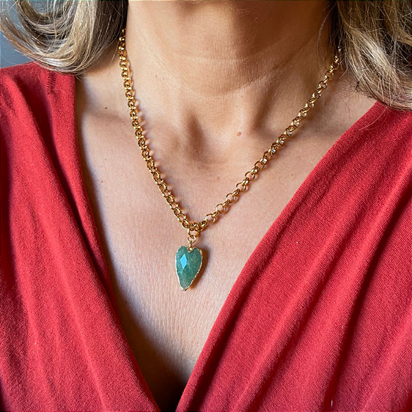 Corrente de coração de aventurine