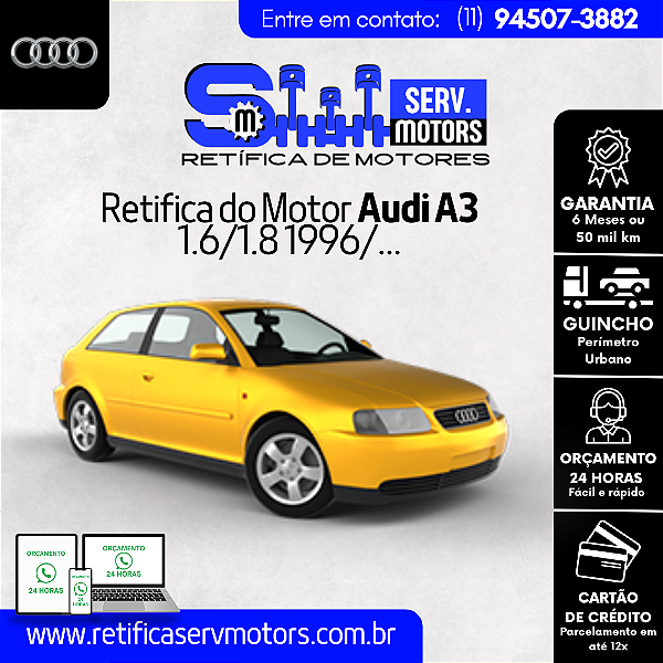 Retifica do Motor Audi A3 1.6/1.8 1996/2003