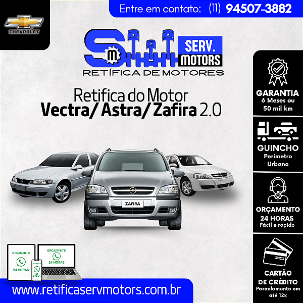 Retifica do Motor Vectra Astra Zafira 2.0