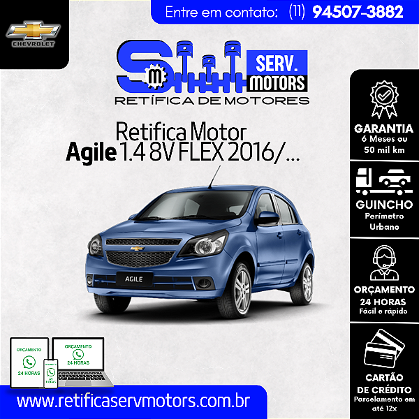 Retifica Motor Agile 1.4 8V FLEX 2016/...