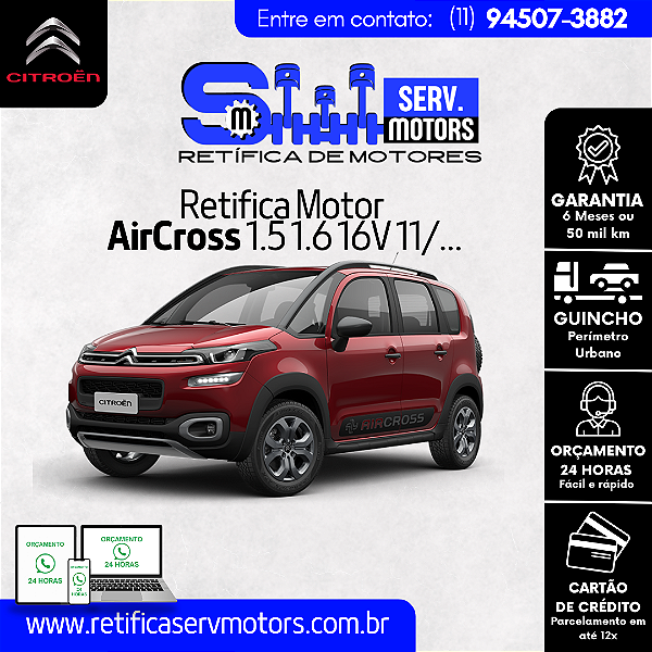 Retifica Motor AirCross 1.5 1.6 16V 11/...