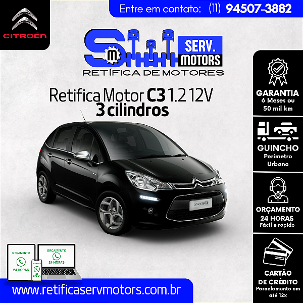 Retifica Motor C3 1.2 12V 3 cilindros