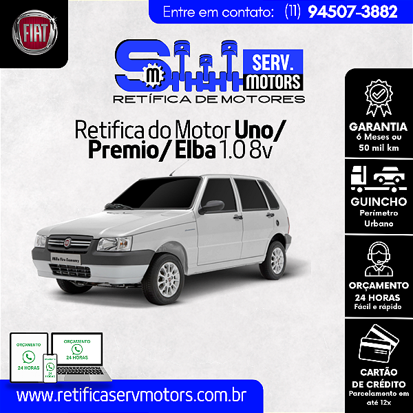 Retifica do Motor Uno Premio Elba 1.0 8v