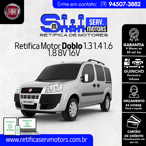 Retifica Motor Doblo 1.3 1.4 1.6 1.8 8V 16V