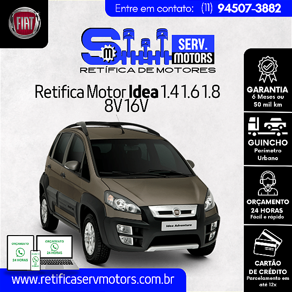 Retifica Motor Idea 1.4 1.6 1.8 8V 16V