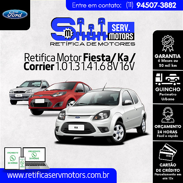 Retifica Motor Fiesta Ka Corrier 1.0 1.3 1.4 1.6 8V 16V
