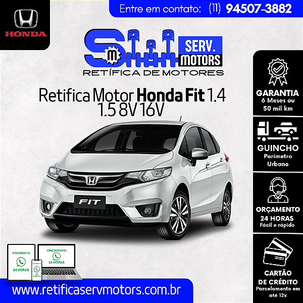 Retifica Motor Honda Fit 1.4 1.5 8V 16V
