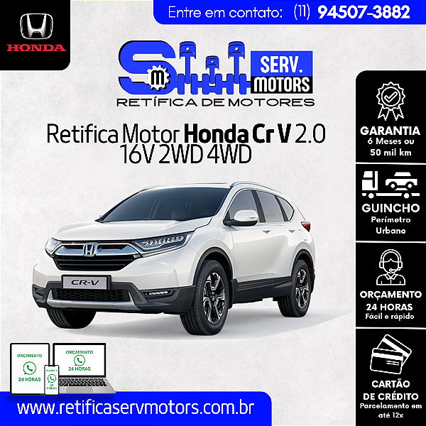 Retifica Motor Honda Cr V 2.0 16V 2WD 4WD