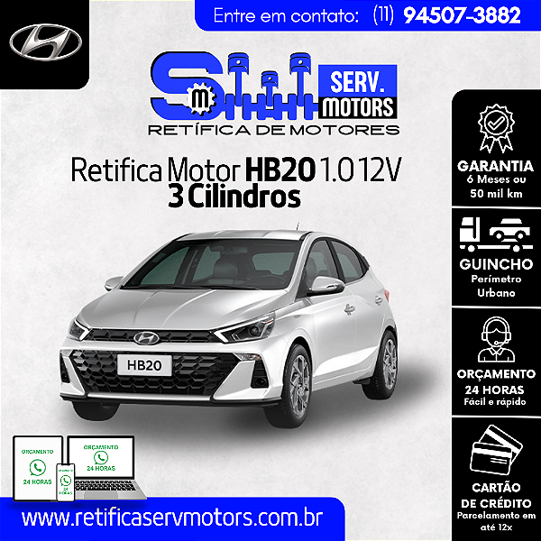 Retifica Motor HB20 1.0 12V 3 Cilindros