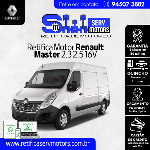 Retifica Motor Renault Master 2.3 2.5 16V
